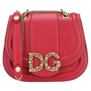 Dolce & Gabbana Dg Amore Leather Shoulder Bag Women's red